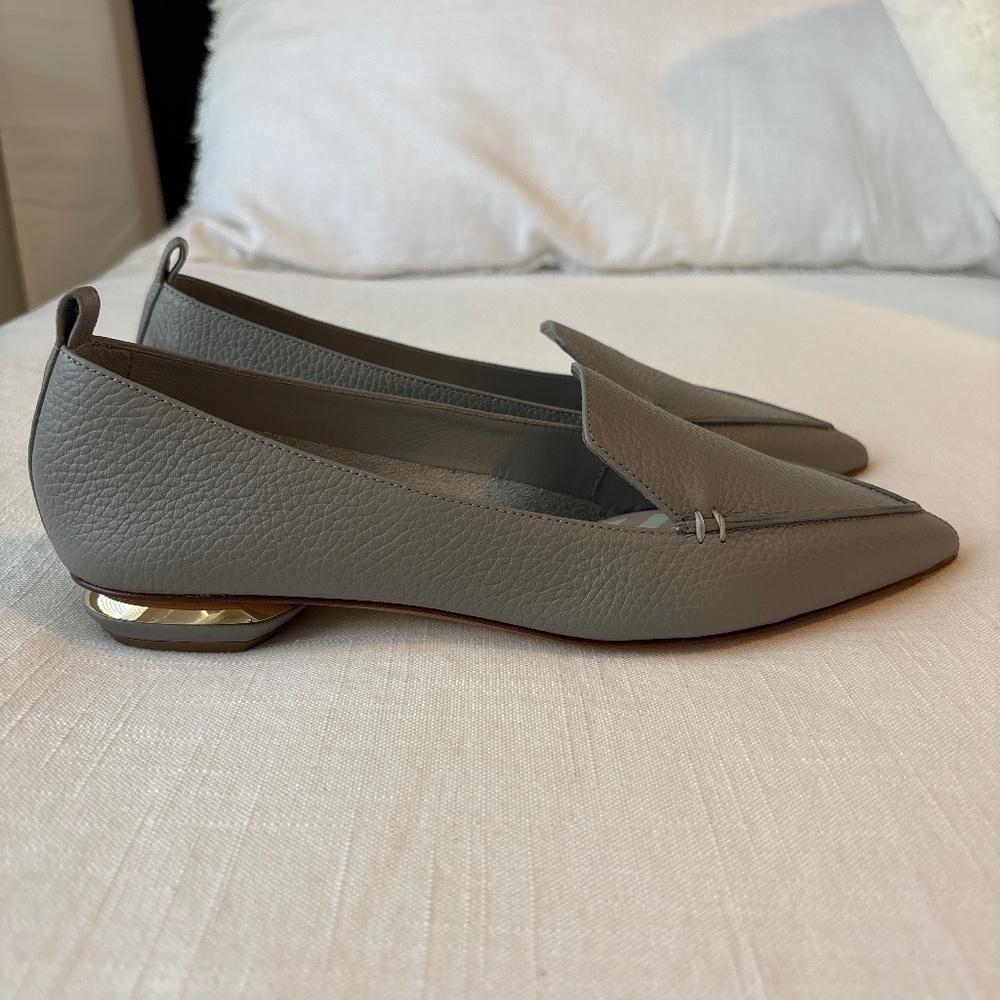 New Women's Nicholas Kirkwood Grey Gray Beya Pointed Toe Ballet Flats
